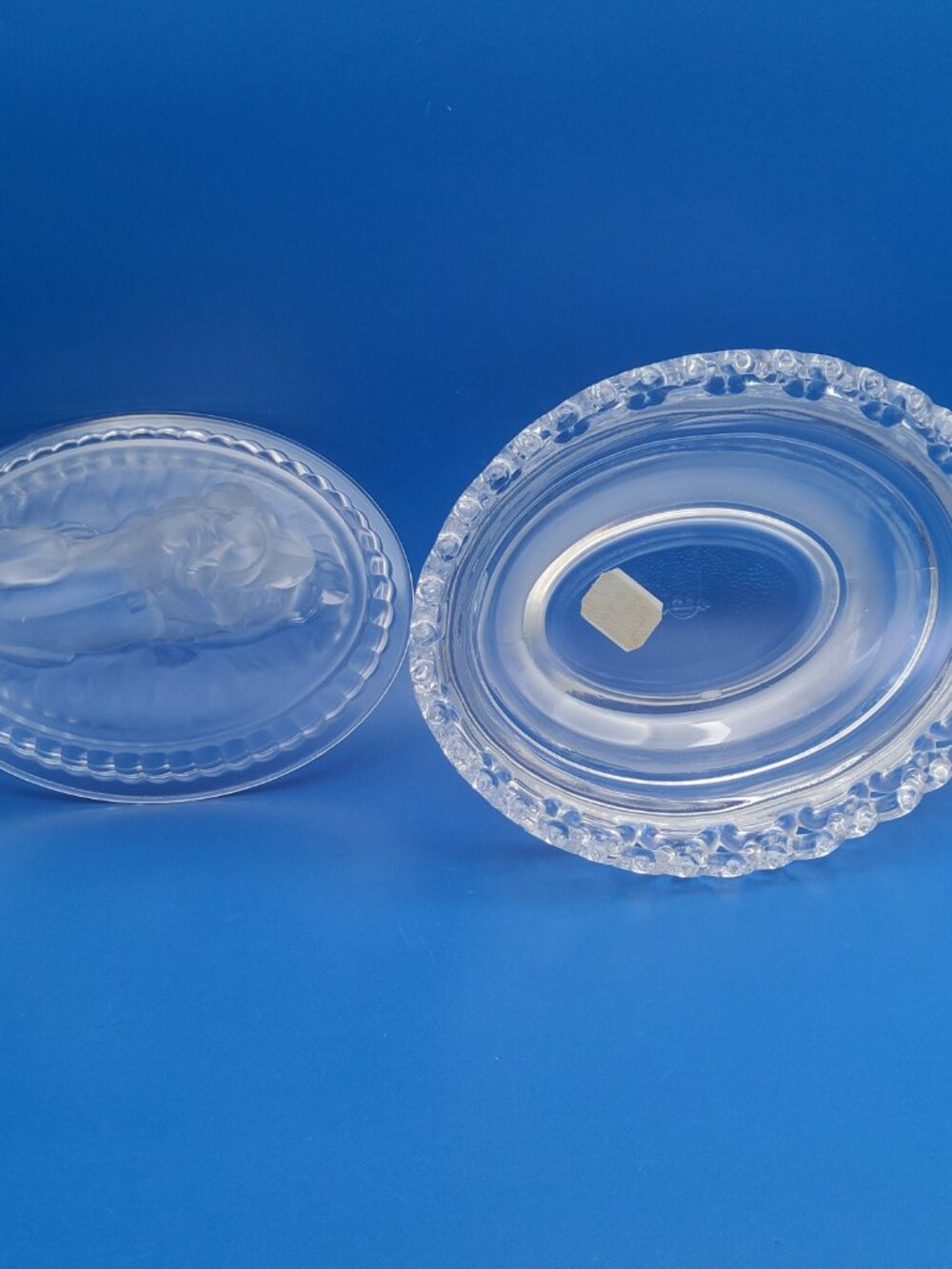 40% SALE Imperial Glass Vintage MCM Atterbury Frosted Clear Lion Box Dish - Picture 7 of 13